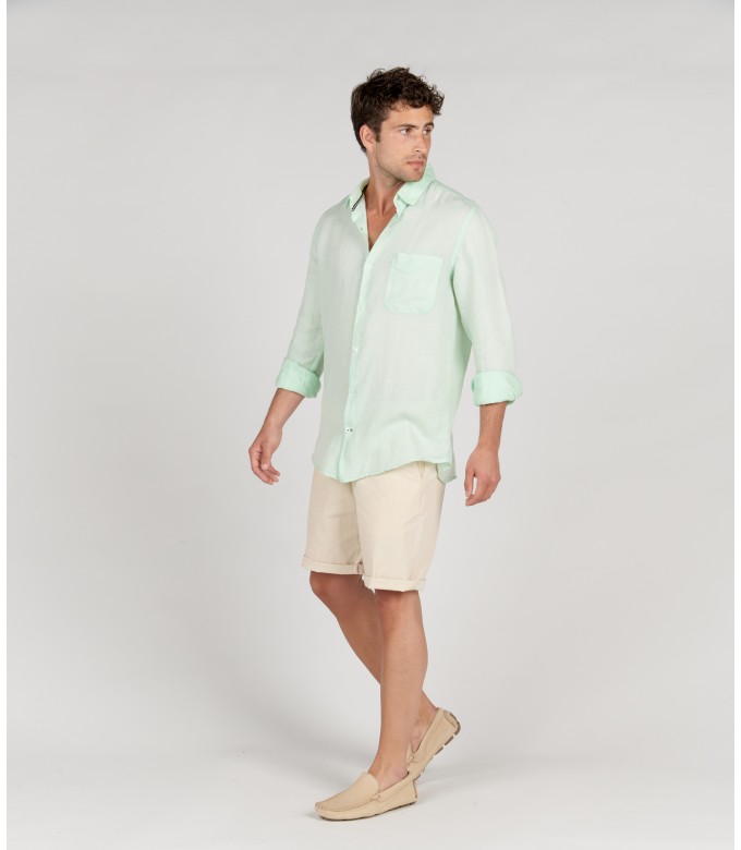 DIVA - Plain linen shirt aqua