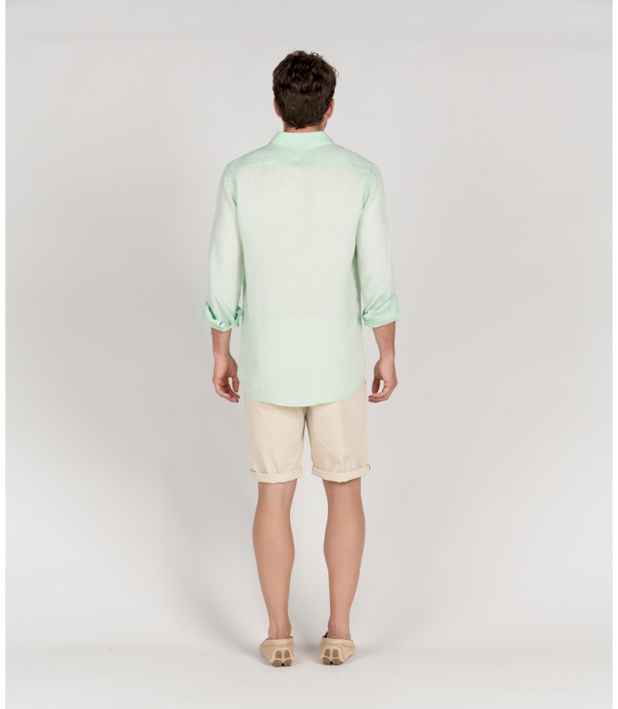 DIVA - Plain linen shirt aqua