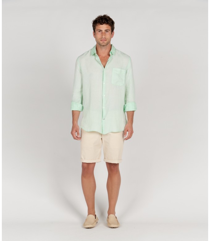 DIVA - Plain linen shirt aqua