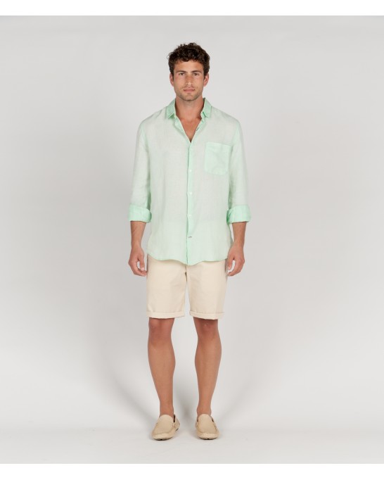 DIVA - Plain linen shirt aqua