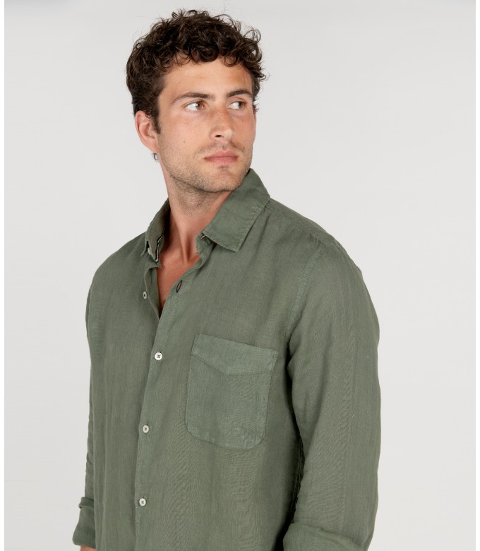 DIVA - Plain linen shirt bronze