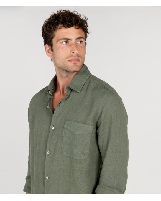 DIVA - Plain linen shirt bronze