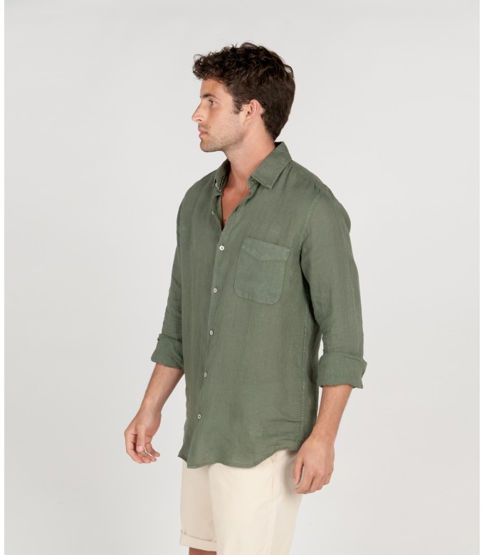 DIVA - Plain linen shirt bronze