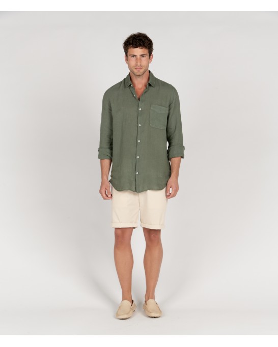 DIVA - Plain linen shirt bronze