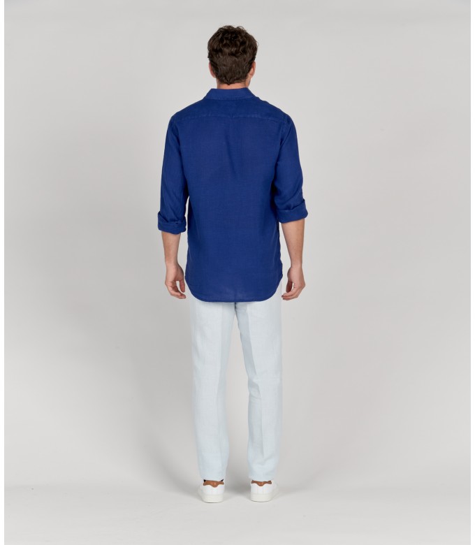 DIVA - Chemise unie lin indigo