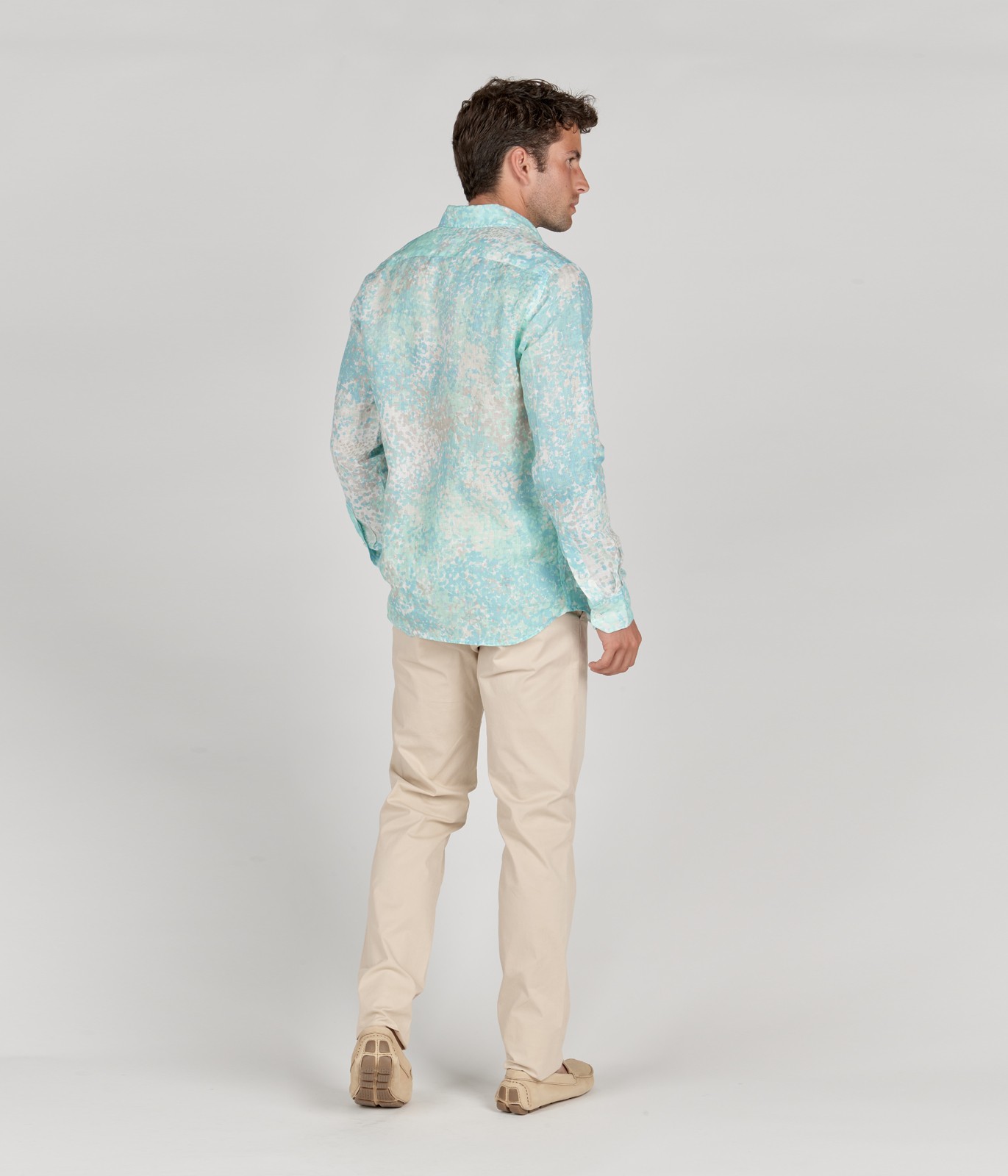 EMILIO - Original aqua print linen shirt