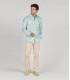 EMILIO - Chemise lin imprime original aqua