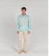 EMILIO - Chemise lin imprime original aqua