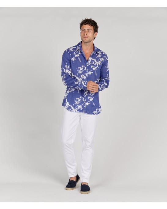 HIRIO - Indigo Japanese print cotton shirt