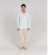 HONORE - Aqua floral print linen shirt