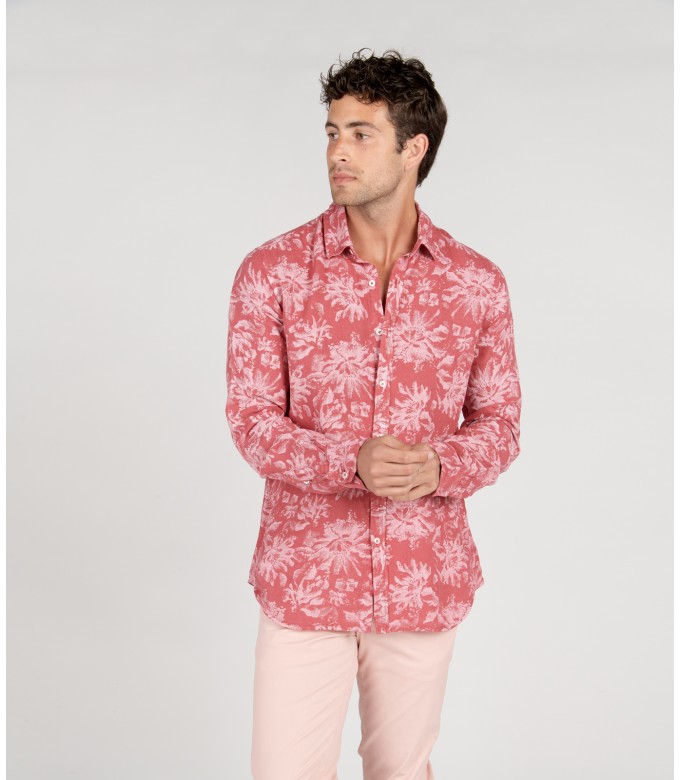 HONORE - Litchi floral print linen shirt
