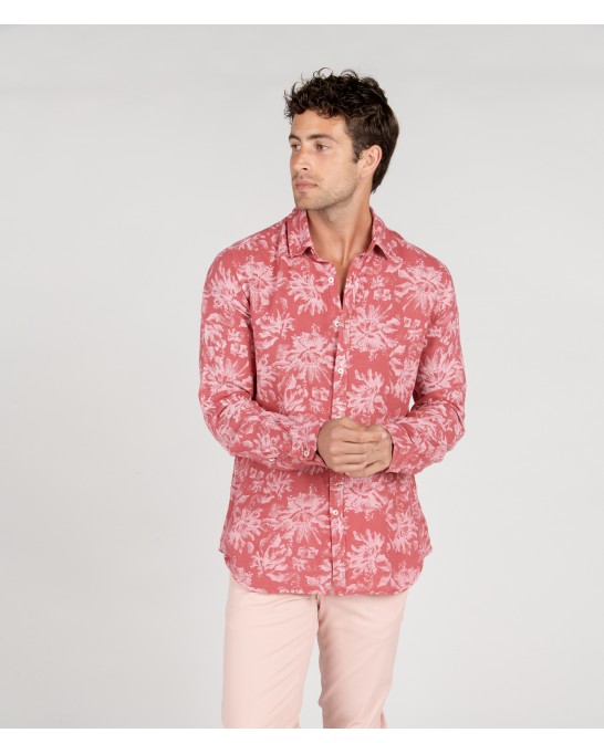 HONORE - Chemise imprimé en lin motifs floral litchi