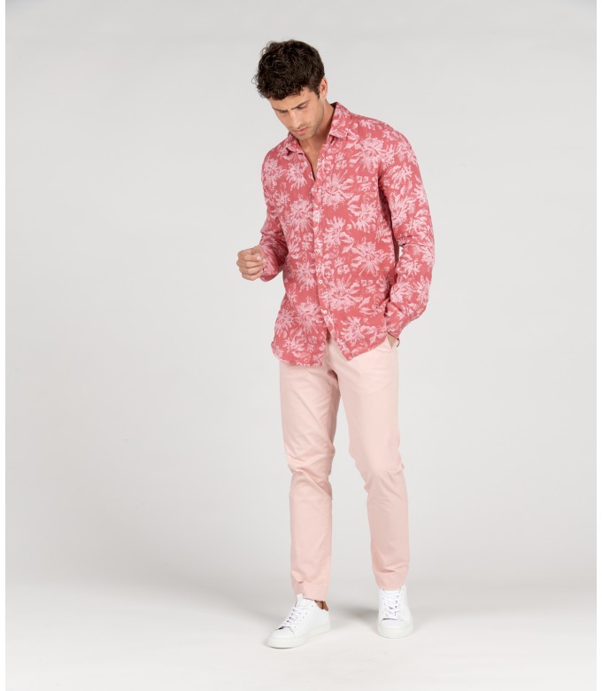 HONORE - Litchi floral print linen shirt