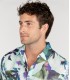 LENNY - Chemise lin imprimé floral aqua