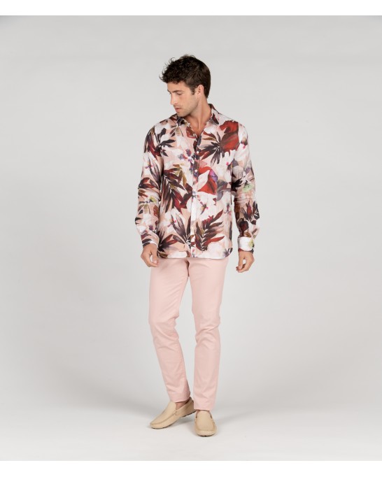 LENNY - Pale floral print linen shirt