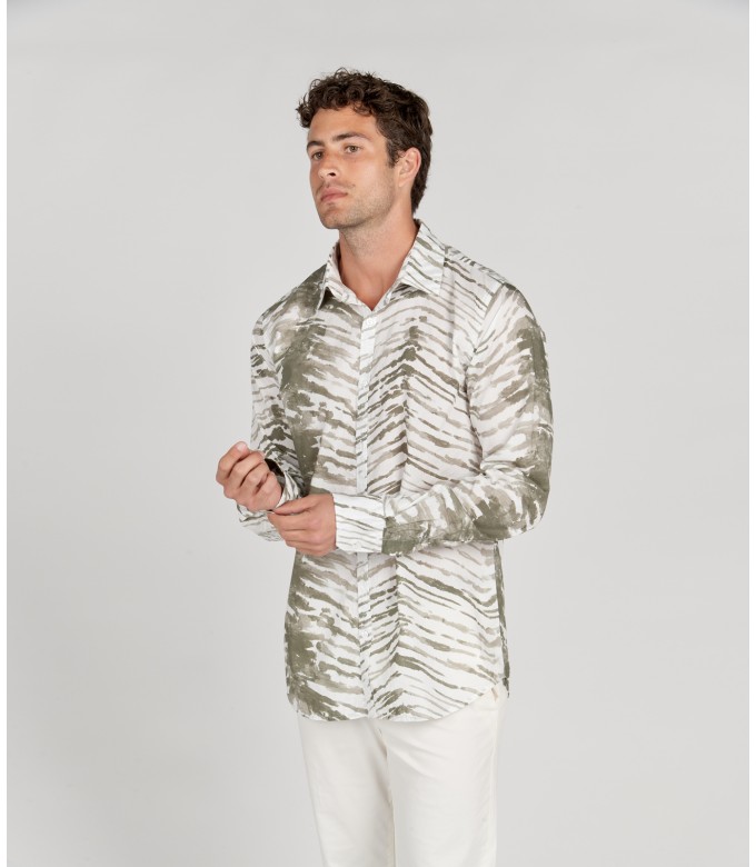 LUCIAN - Bronze tye&die printed cotton shirt