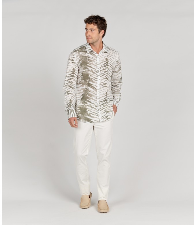 LUCIAN - Chemise coton imprimé tye&die bronze