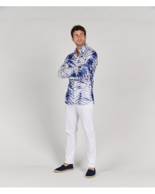 LUCIAN - Indigo tye&die printed cotton shirt