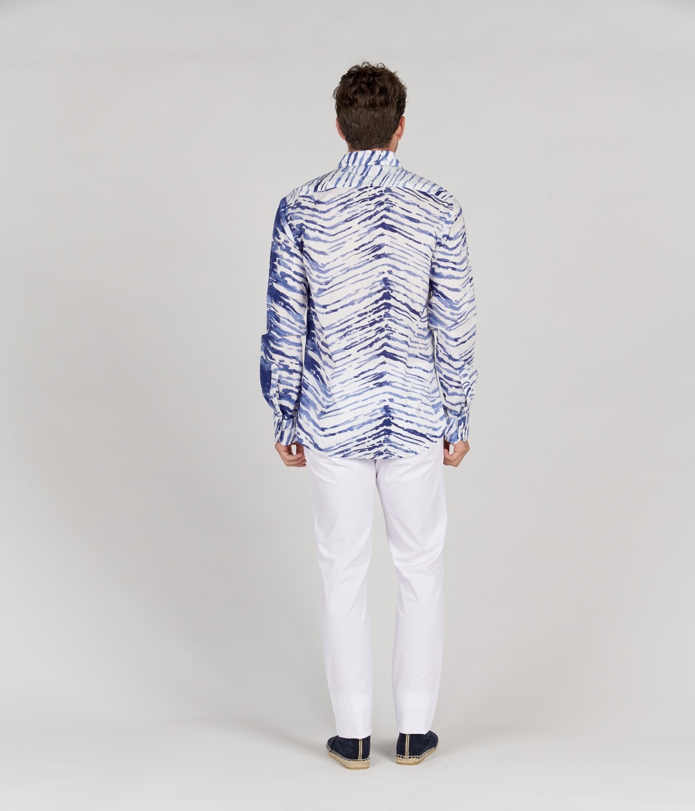 LUCIAN - Indigo tye&die printed cotton shirt