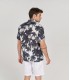 MARCUS - chemise manches courtes en lin imprimé palmiers blanc