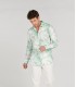 MYLAN - Chemise en lin imprimé fleurie aqua