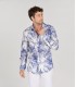 MYLAN - Chemise en lin imprimé fleurie indigo