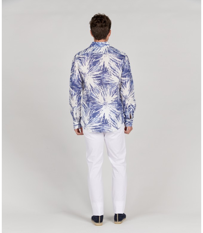 MYLAN - Indigo floral print linen shirt