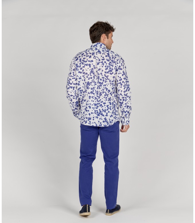 OCTAVE - White printed linen shirt