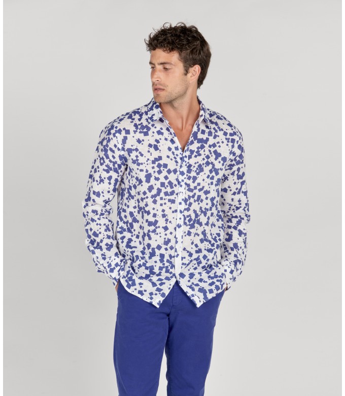 OCTAVE - White printed linen shirt