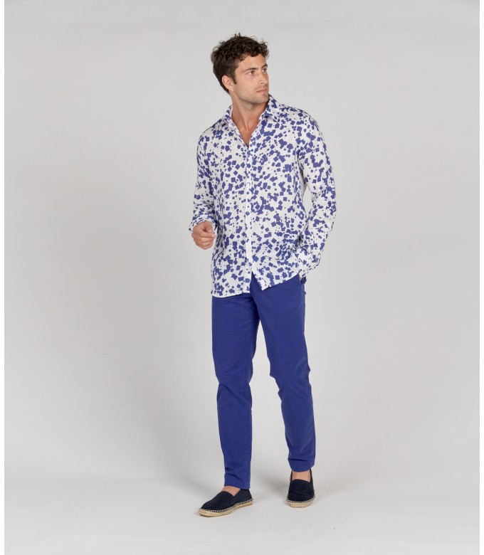 OCTAVE - White printed linen shirt