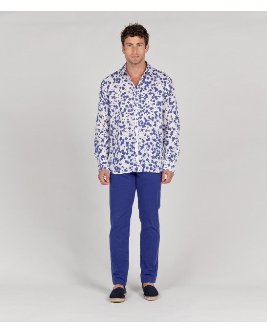 OCTAVE - White printed linen shirt