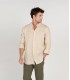 STAN - Plain linen shirt with mao collar beige