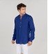 STAN - Plain linen shirt with mao collar indigo