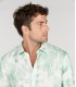 TERRY - Tye & diy aqua print linen shirt