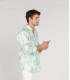 TERRY - Chemise en lin imprimé tye & diy aqua