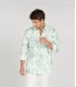 TERRY - Tye & diy aqua print linen shirt