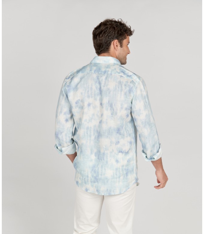 TERRY - Chemise en lin imprimé tye & diy ciel