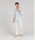 TERRY - Tye & diy sky blue print linen shirt