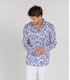 YOKO - White bamboo print linen shirt