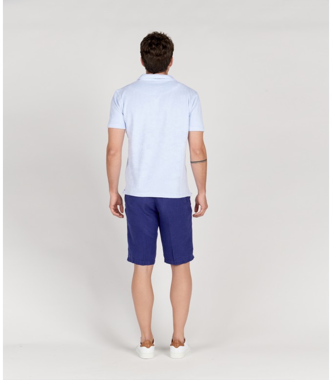 COLORADO - Indigo relaxed linen Bermuda shorts