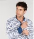 NAILS - Chemise lin imprimé peinture marine