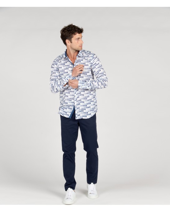 NAILS - Navy blue paint stroke linen shirt