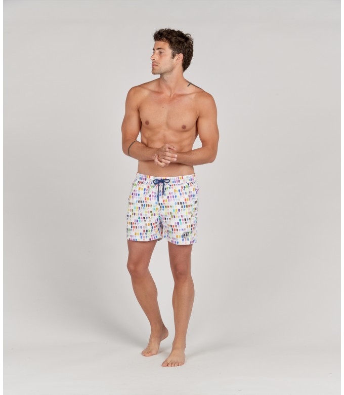 nails - Color printed multicolored swim shorts