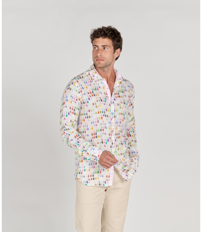 NAILS - Multi paint stroke linen shirt