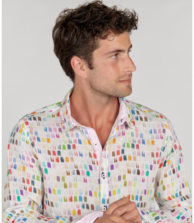 NAILS -  Multi paint stroke linen shirt