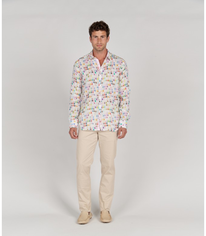 NAILS - Multi paint stroke linen shirt