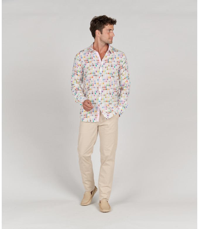 NAILS - Multi paint stroke linen shirt