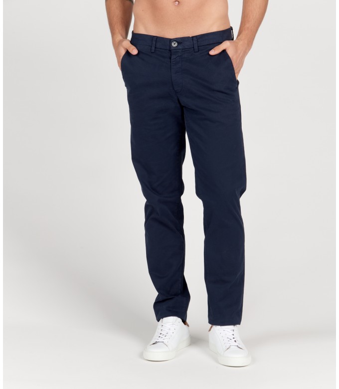 FLASH - Slim fit cotton chinos trousers, navy