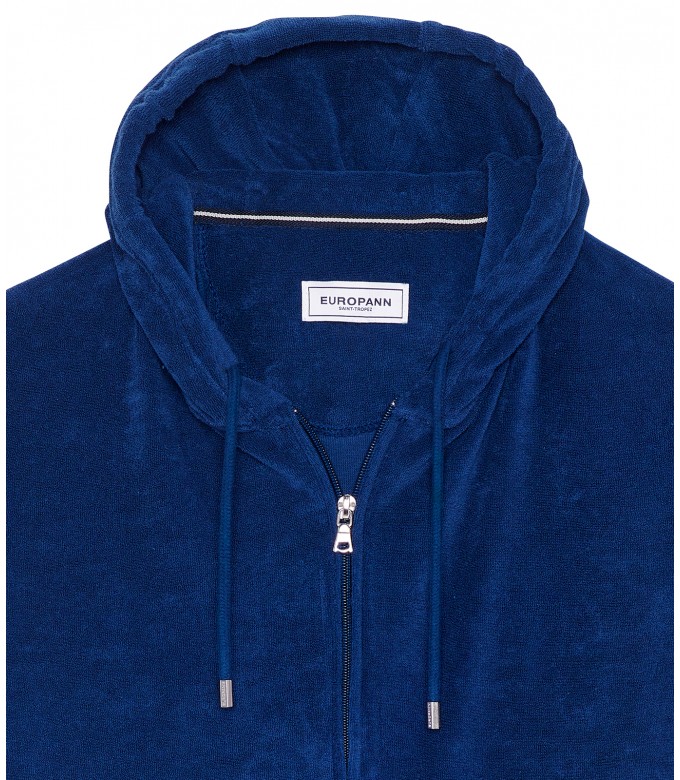 SACHA - Indigo hooded terry jacket