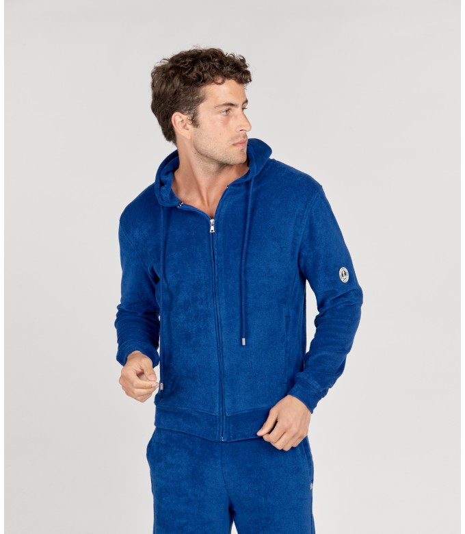 SACHA - Indigo hooded terry jacket